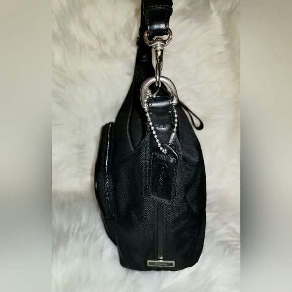 COACH Twill and Leather Shoulder Bag 7428 Small Hobo Purse - Picture 8 of 11